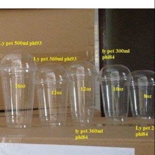 Combo 50 cốc pet 300ml nắp cầu