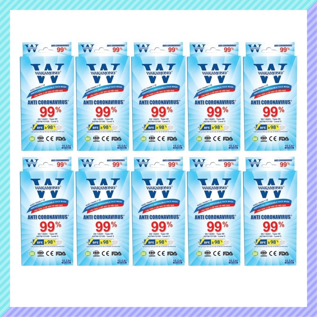 Khẩu trang y tế WAKAMONO xuất khẩu - 4 lớp diệt 99% VIRUT đầu tiên trên thế giới