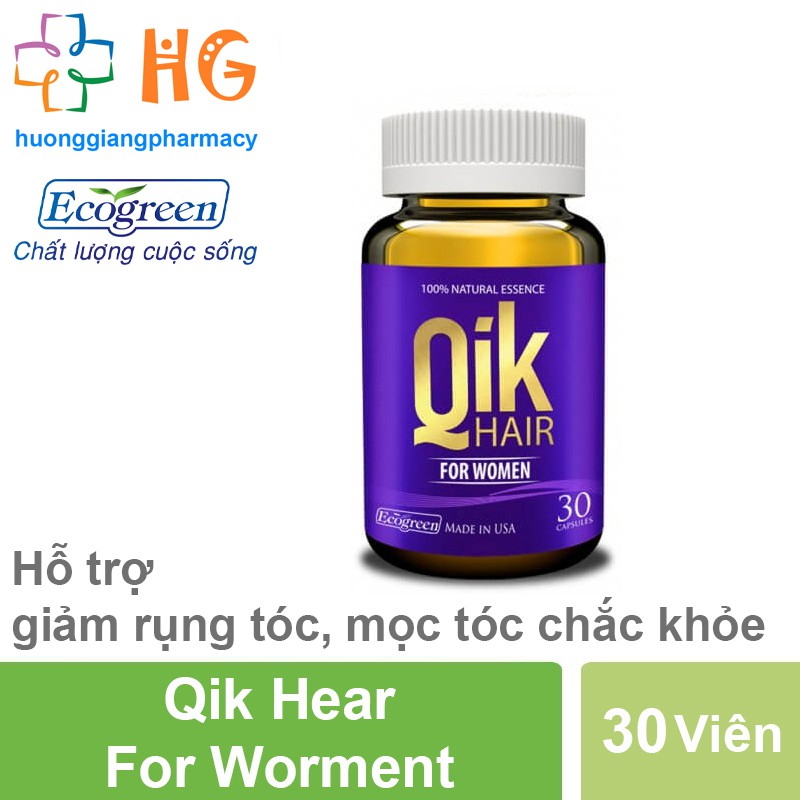 QIK HAIR - Cải thiện tình trạng rụng tóc cho cả nam và nữ, Ngăn ngừa tình trạng rụng tóc, hói đầu (Lọ 30 viên)