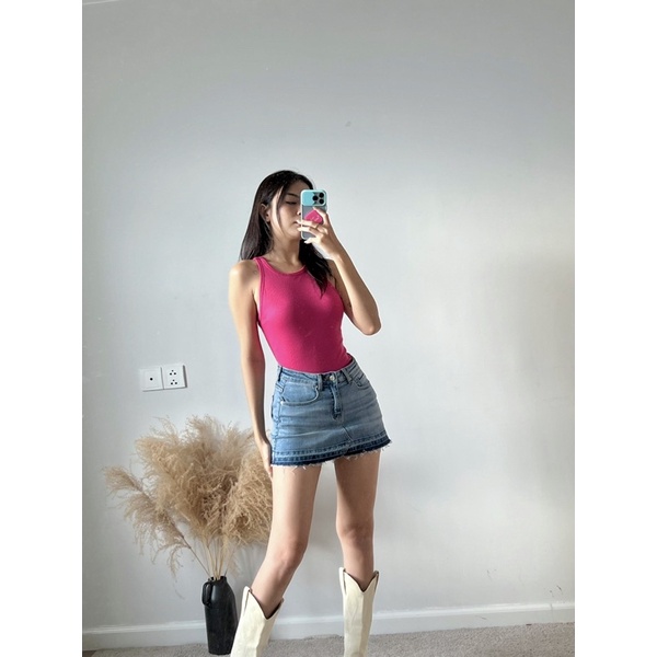 chân váy jean ngắn-retro skirt( có quần trong )