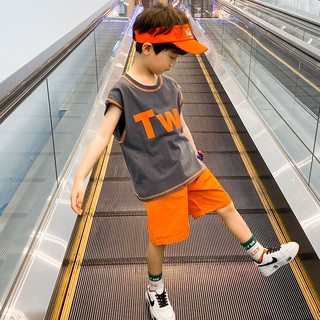 Bộ áo sát nách + quần short phong cách thể thao hàn quốc cho bé trai