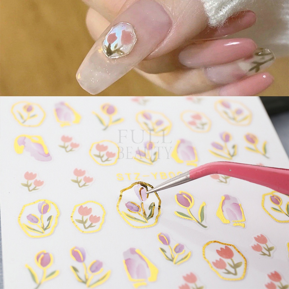 Miếng Dán Trang Trí Móng Tay Hình Hoa tulip Xinh Xắn