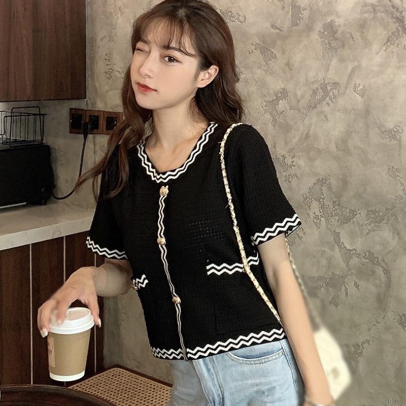 Áo Len Tay Ngắn Thời Trang Thanh Lịch Phong Cách Hàn Quốc Dành Cho Nữ | BigBuy360 - bigbuy360.vn