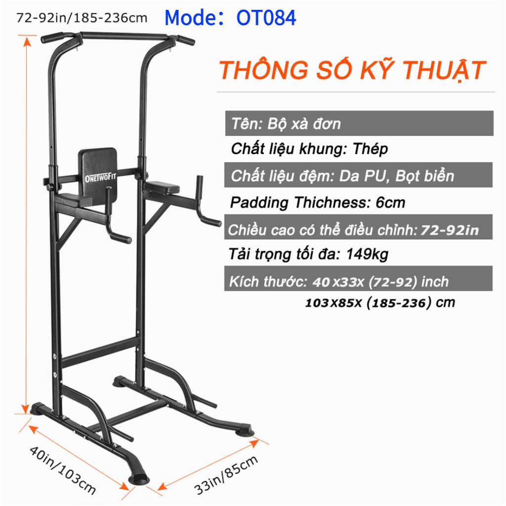 OT130p Home Fitness Pull up Bar Push Up-Weight có thể điều chỉnh chiều cao 98cm*78cm*(185cm-236cm)