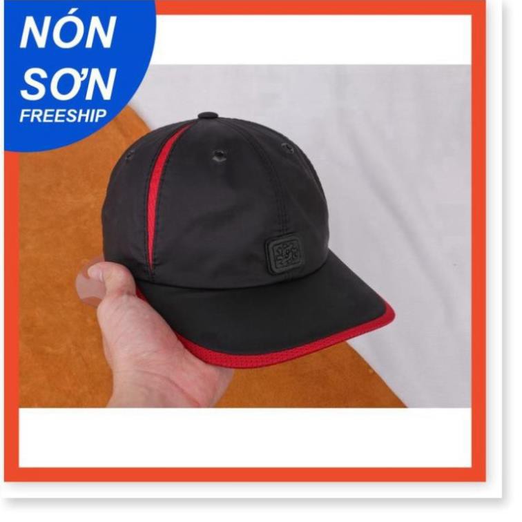 SIÊU PHẨM NÓN SƠN 2021 -  Nón Sơn Logo Vuông Màu Đen Sọc Đỏ Mã MC158A-ĐN4 👑