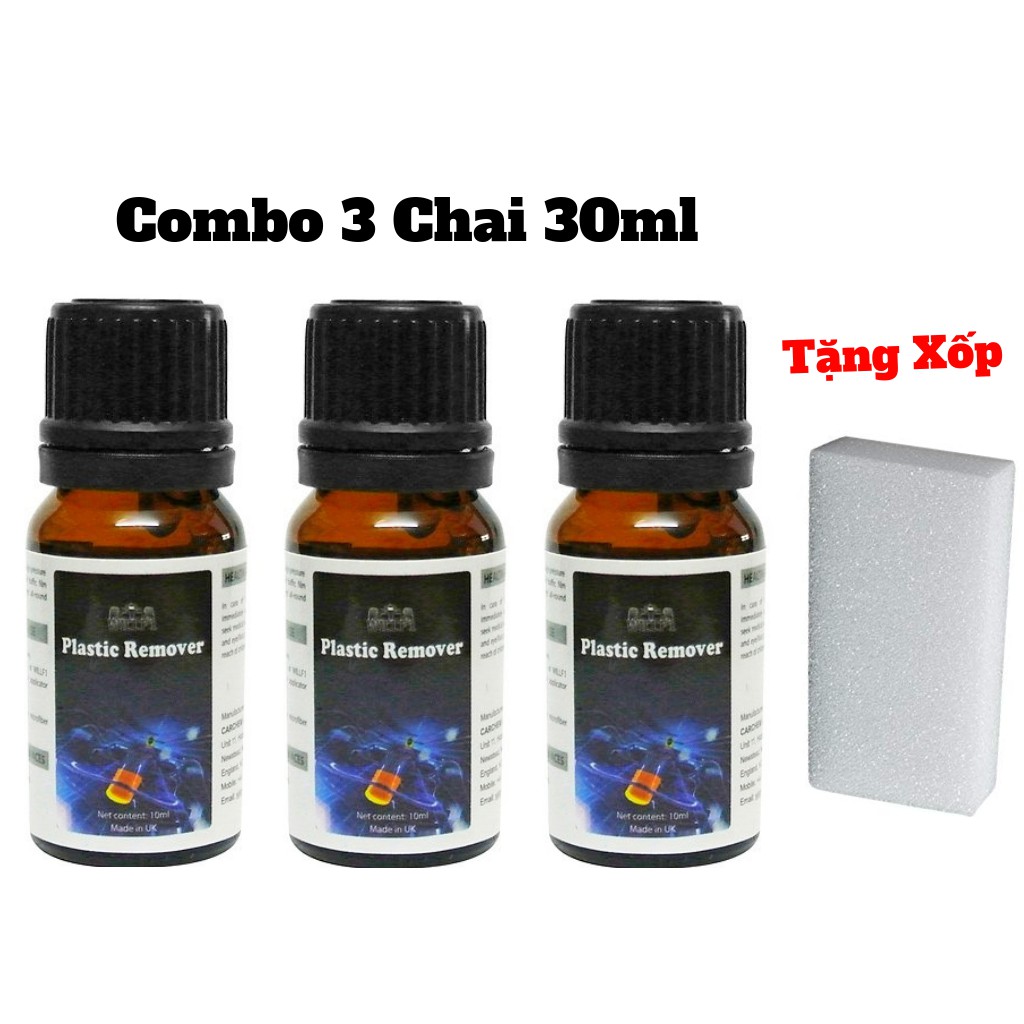 Combo 3 Chai Dung Dịch Phục Hồi Nhựa Nhám Plastic Remover 10ml Tặng Kèm Xốp