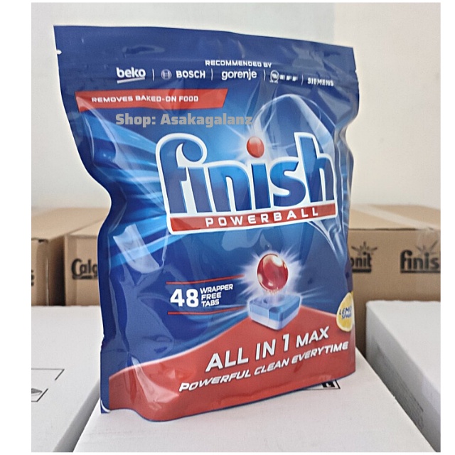 Viên rửa bát Finish All in 1 Max 48 Viên[MỚI 2021], Hương Chanh - [CỰC MẠNH :10 chức năng, màng nilon tự tan]