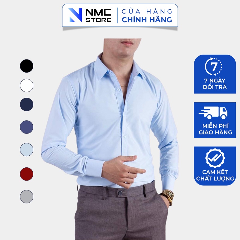 Áo Sơ Mi Nam Dài Tay Dáng Công Sở Chất Lụa Cao Cấp - NMC STORE