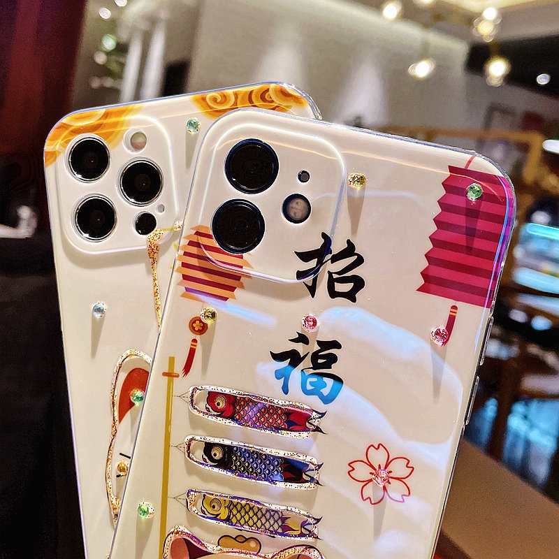 Ốp Điện Thoại Họa Tiết Lâu Đài/ Mèo May Mắn Cho iphone 7/8/7plus/8plus/x/xs/xs max/11/11pro max/12/12pro max/13/13pro max