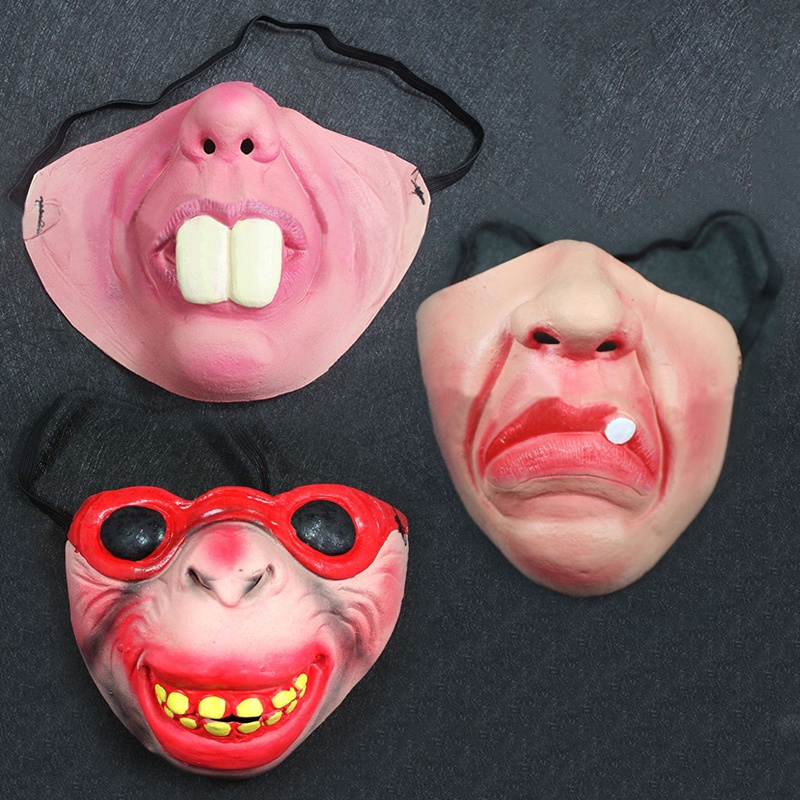 Halloween Masks for Adults Fun Drone Beard Latex 3d Stereo Masks Exhaust Sunscreen Face Cosplay Masks