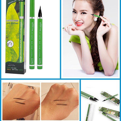 Viết kẻ mí mắt tinh chất trà xanh Mira Green Tea Waterproof Pen Eyeliner Hàn Quốc - Hàng chính hãng