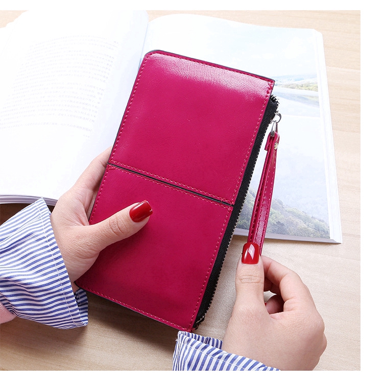 Ví nữ dáng dài có khóa kéo đa năng phong cách Hàn Quốc