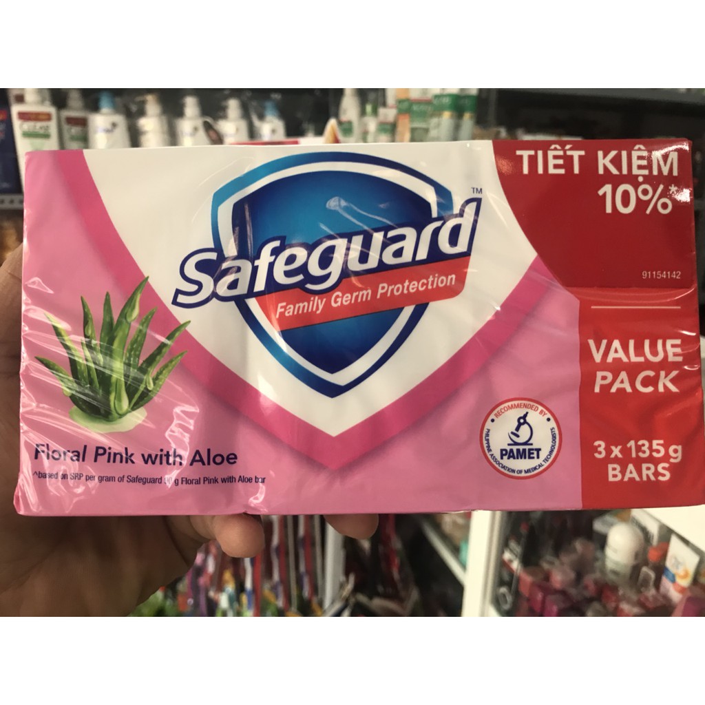 Block 3 Cục Xà bông  Safeguard hương Hoa hộp 135g