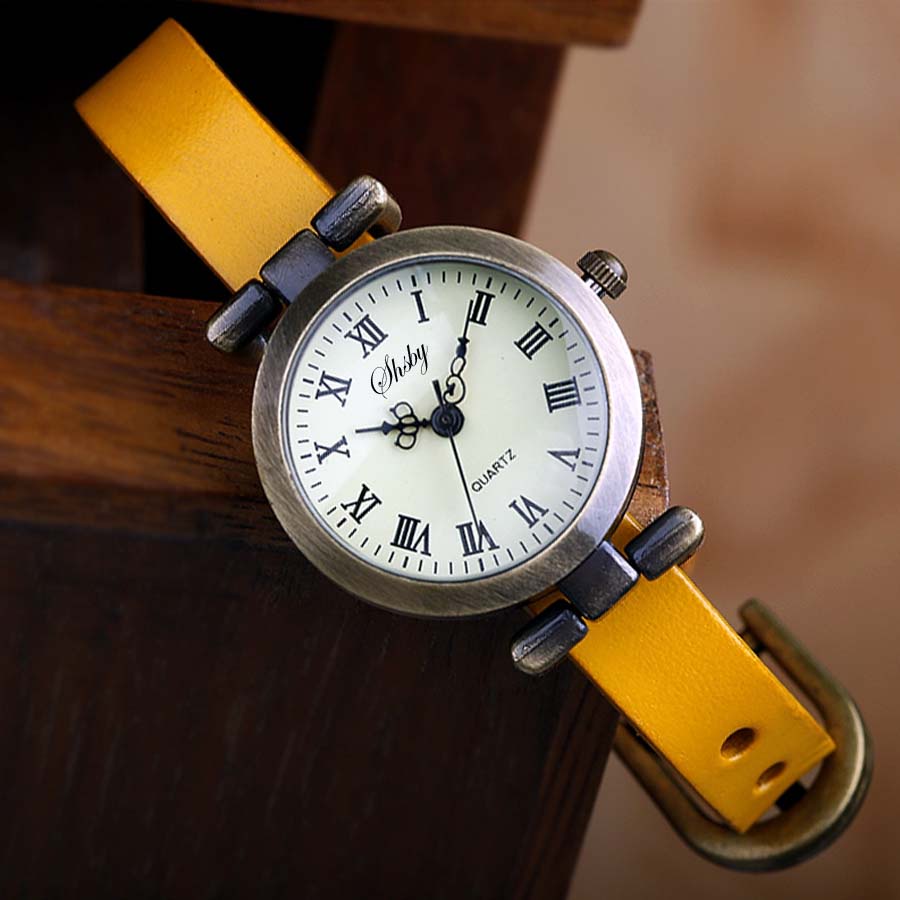 Đồng Hồ Đeo Tay Dây Da Phong Cách Vintage Thời Trang Cho Nữ