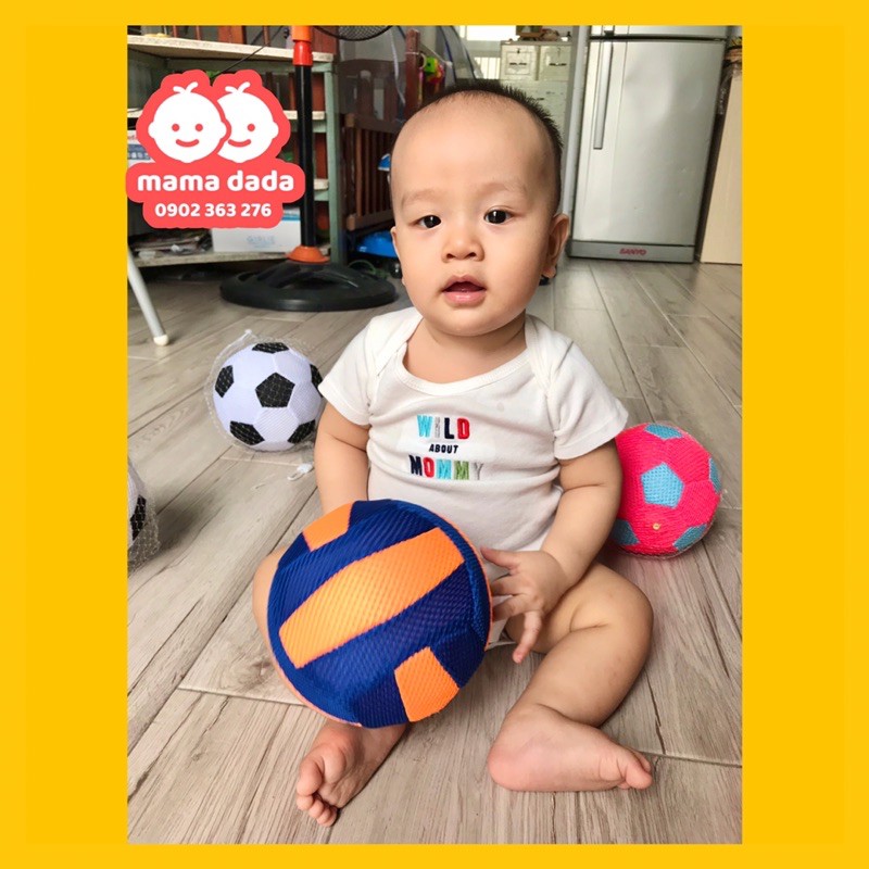 Bóng vải, bóng lưới luyện chân, màu sắc tương phản, kích thích giác quan Montessori cho bé