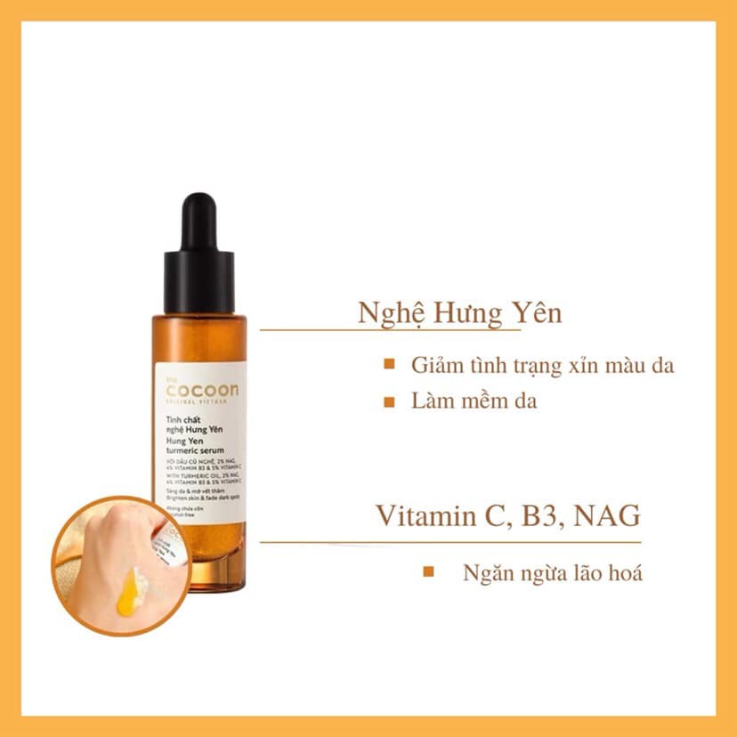 Tinh chất nghệ Hưng Yên (serum) Cocoon sáng da chuyên sâu &amp; mờ vết thâm 30ml