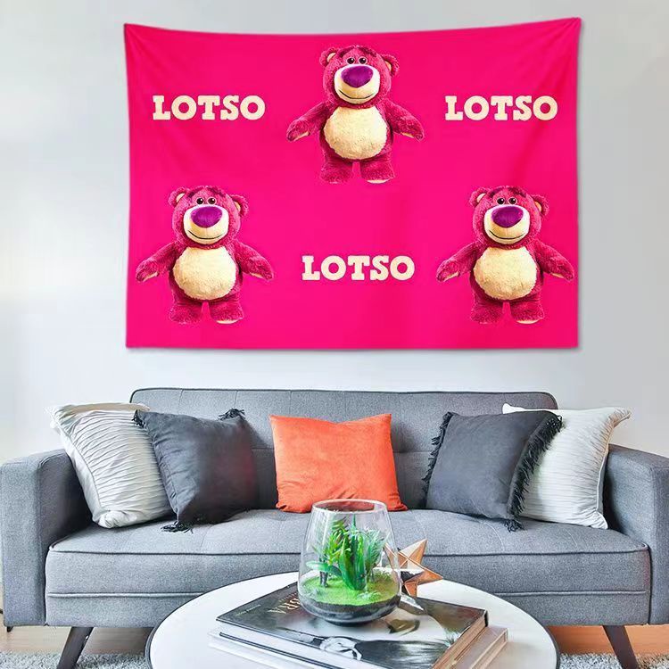 Disney Thảm Treo Tường Trang Trí Phòng Ngủ Hình Gấu Và Dâu Tây Đáng Yêu