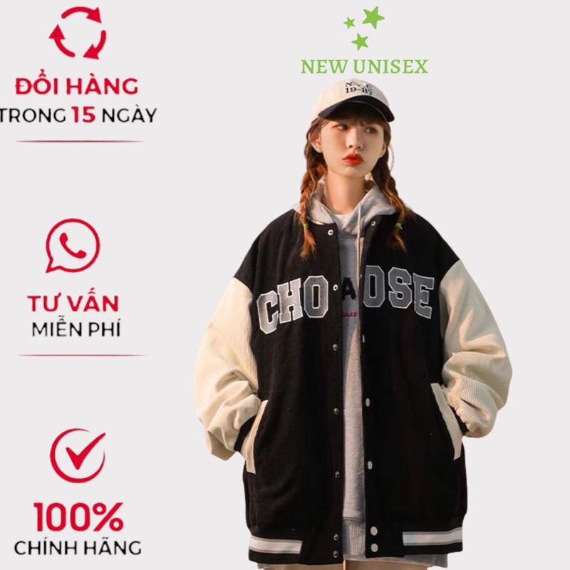 Áo khoác bomber nhung tăm CHOOSE form rộng unisex phong cách ulzzang hàn quốc TP110 [NewUnisex]