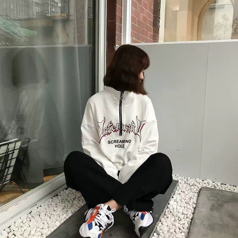 Mẫu ÁO SWEATER NỈ NGOẠI Cổ lọ phối ZIP (có ảnh thật) | BigBuy360 - bigbuy360.vn