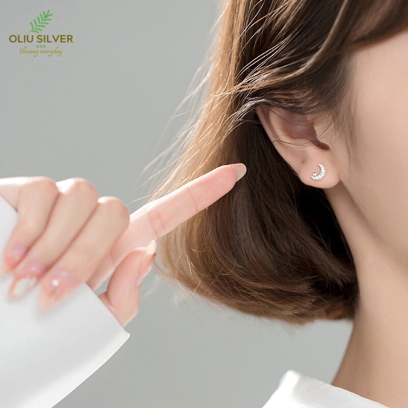 Bông Tai Bạc S925 Hành Tinh Mặt Trăng Planet Moon Bất Đối Xứng Chốt Vặn Trẻ Trung Cá Tính | Khuyên Tai Nữ Trang Sức Bạc