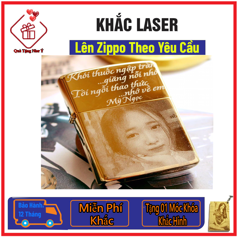 Vỏ Bật Lửa Zippo Khắc Laze Tên Hình Theo Yêu Cầu