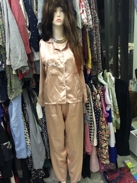 Bộ pizama tay dài quần dài phi lụa hàng đẹp size to