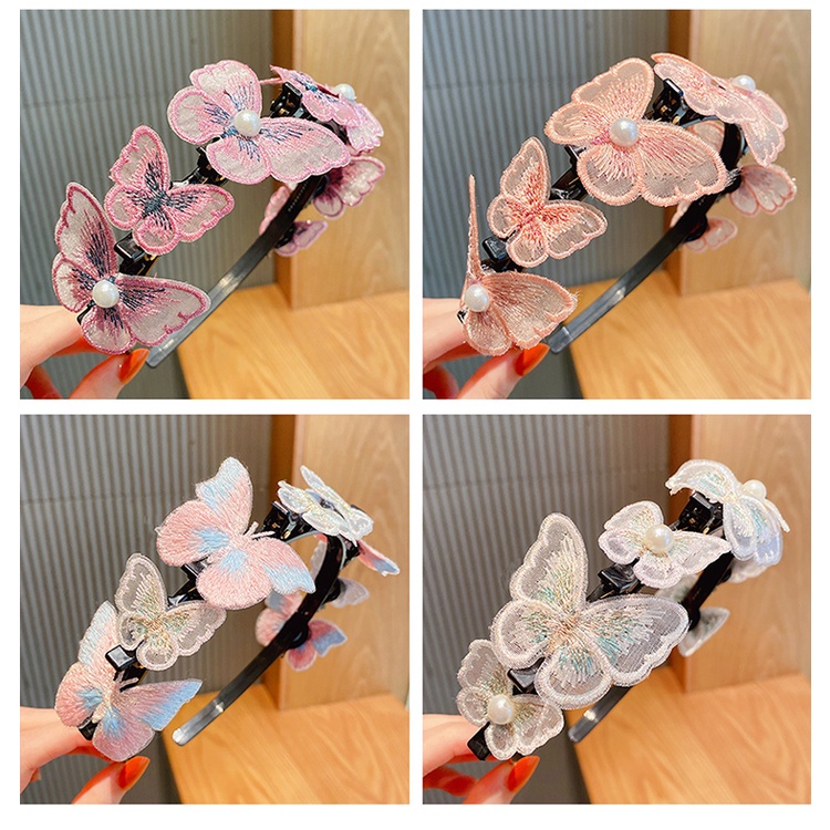 Băng Đô Cài Tóc Hình Bướm Chống Trượt Cho Bé Gái