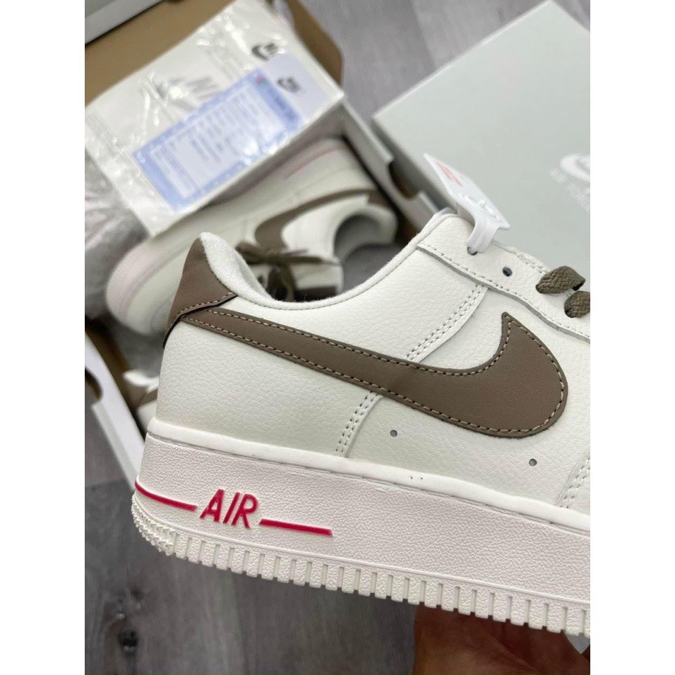 Giày _Nike Air force 1 trắng vệt đen, giày af1 móc nâu chuẩn hàng trung Full Phụ Kiện