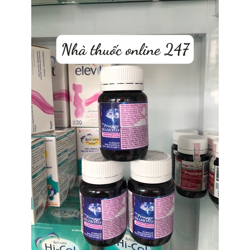 PM Procare Diamond lọ 30 viên Bổ sung đầy đủ vitamin cho mẹ bầu, cho một thai kỳ khỏe mạnh hạnh phúc vuông tròn