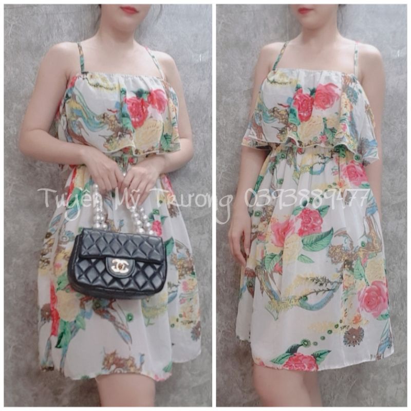 (2HAND) Đầm 2 dây bèo hoa