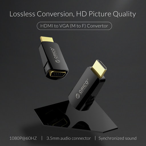 [Mã ELFLASH5 giảm 20K đơn 50K] Đầu chuyển HDMI sang VGA, Đen, ORICO XD-HLFV