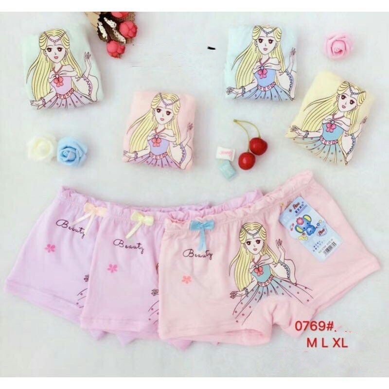 Quần Chip Đùi Bé Gái Có Nơ Họa Tiết Hình Cute Hàng Cotton Đẹp CĐ01