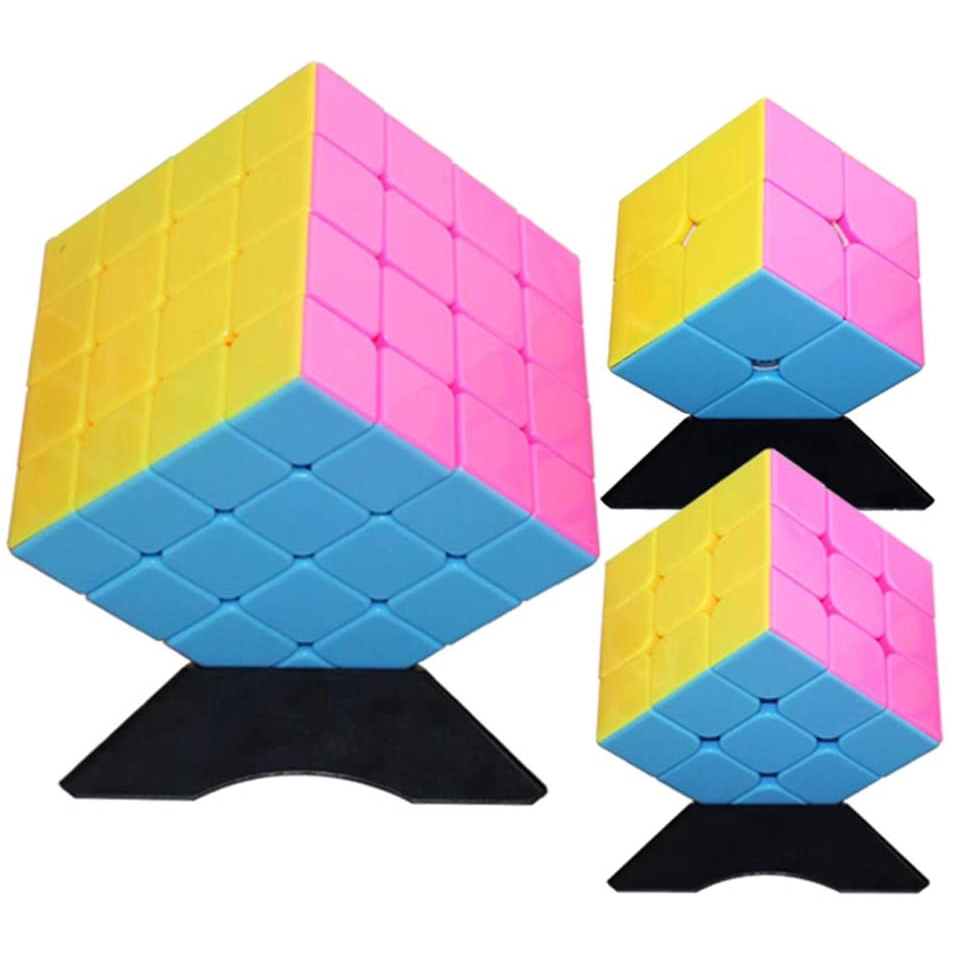 Bộ Khối Rubik 2x2x2 + 3x3x3  + 4x4x4 Màu Trơn Xoay Mượt Mà Bền Cho Người Lớn Trẻ Em Mới Bắt Đầu Tập Chơi