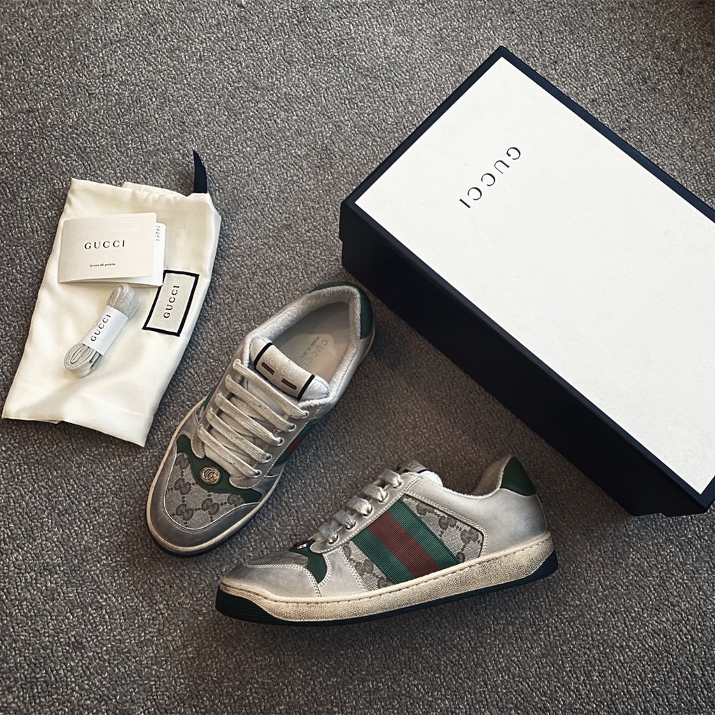 Giày sneakers nam da thật cao cấp GUCCI GG GC mang phong cách " bẩn nhân tạo'' tạo nên sự độc đáo và khác biệt