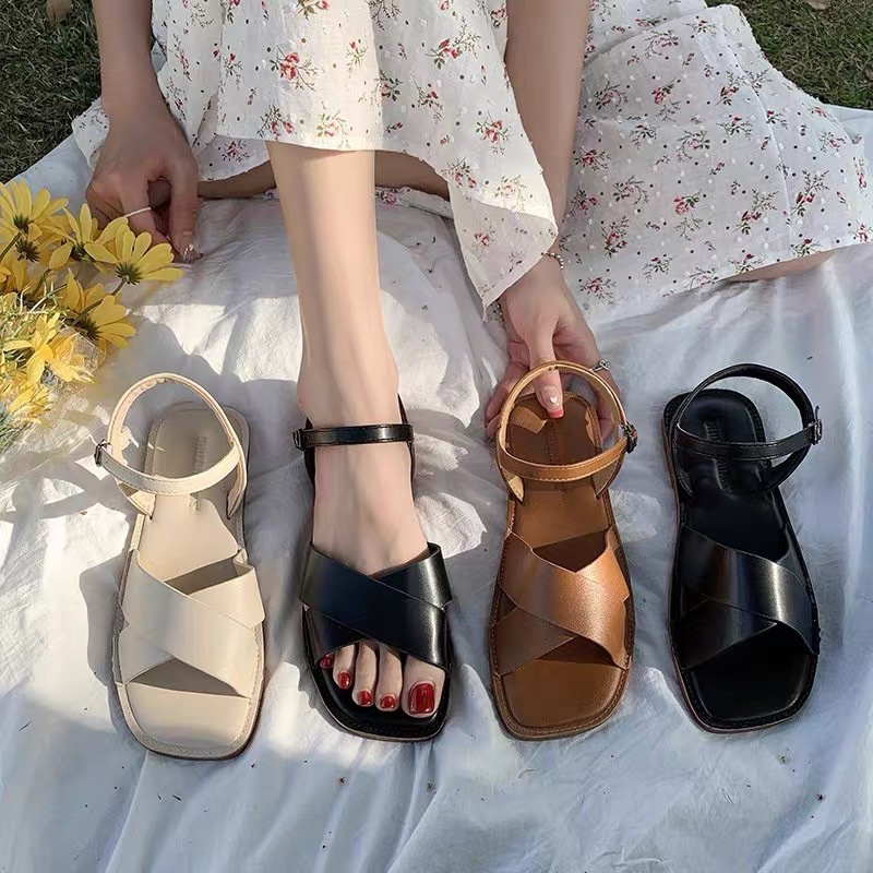 sandal bản to chữ x ulzzang basic