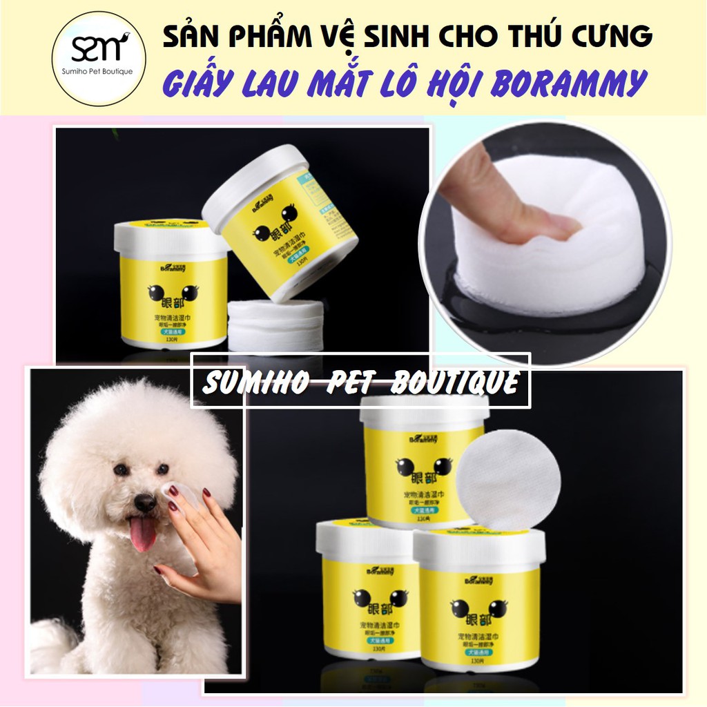 Khăn giấy lau mắt cho chó mèo chiết xuất lô hội (Hộp 130 miếng) phụ kiện cho chó mèo