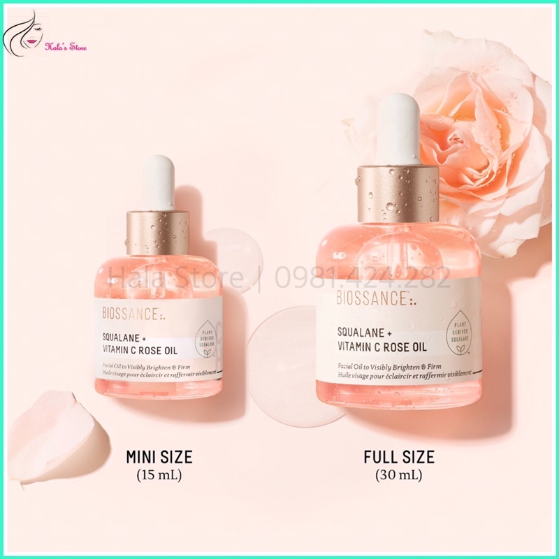 Dầu dưỡng làm sáng da từ vitamin C và hoa hồng BIOSSANCE Squalane Vitamin C Rose Oil