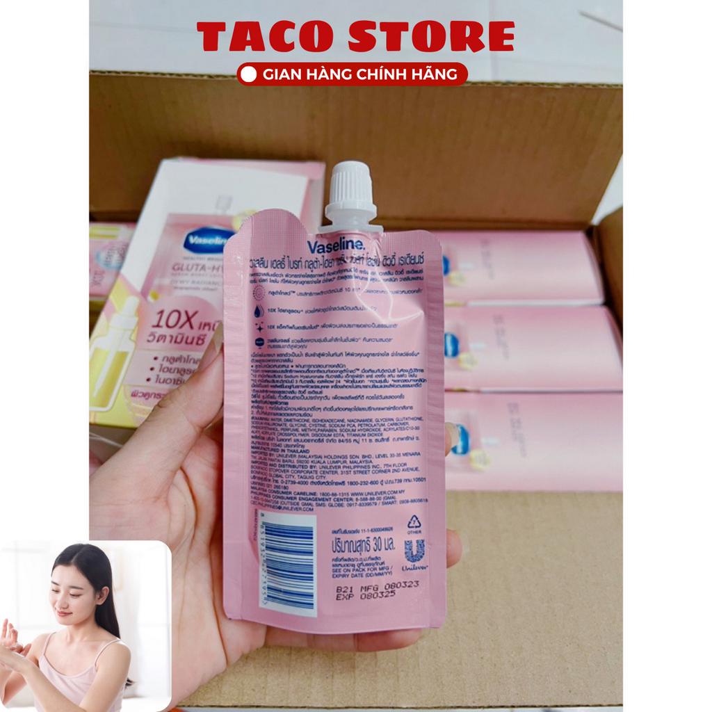 Sữa Dưỡng Thể Vaseline Gluta Hya 10x 30ml Gói Nhỏ Màu Hồng Trắng Da Ngăn Ngừa Lão Hóa