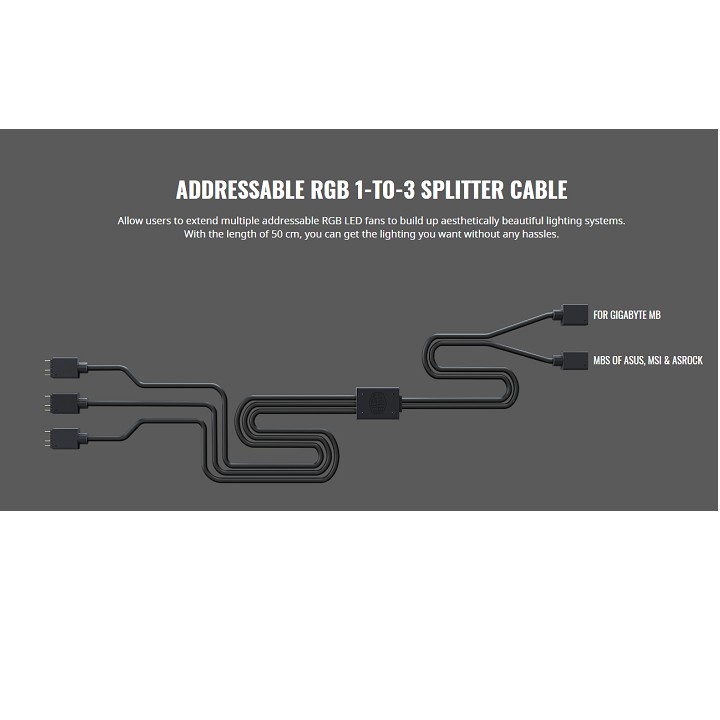 Dây chia quạt Cooler Master A-RGB 1-to-3 Splitter Cable - Dây chia A-RGB 5v