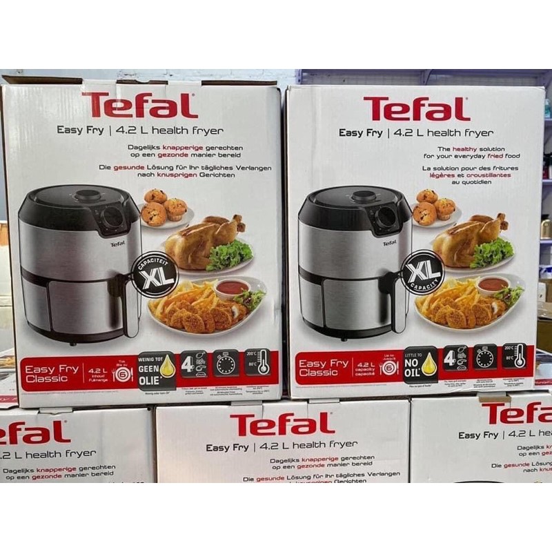 NỒI CHIÊN KHÔNG DẦU TEFAL EY201D NÚM CƠ , VỎ INOX