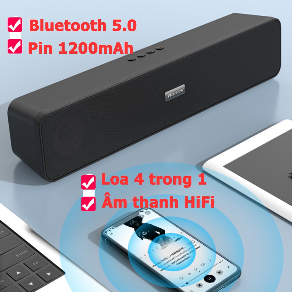 Loa Bluetooth Siêu Trầm, Bass Cực Mạnh BONKS - N2 ( 4 LOA trong 1)