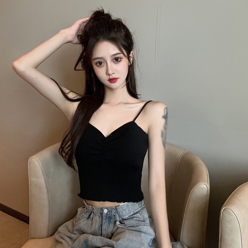 Áo Hai Dây Dáng Ngắn Nhiều Màu Sắc Thời Trang Mùa Hè Cho Nữ