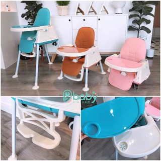 (MẪU MỚI 2021) FREE SHIP !!! GHẾ ĂN DẶM 9BABY - HANBEI + ĐỆM + BÁNH XE 9BABY