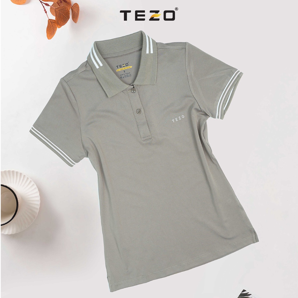 Áo polo nữ bo thiết kế in ngực TEZO trẻ trung năng động 2202APDT16