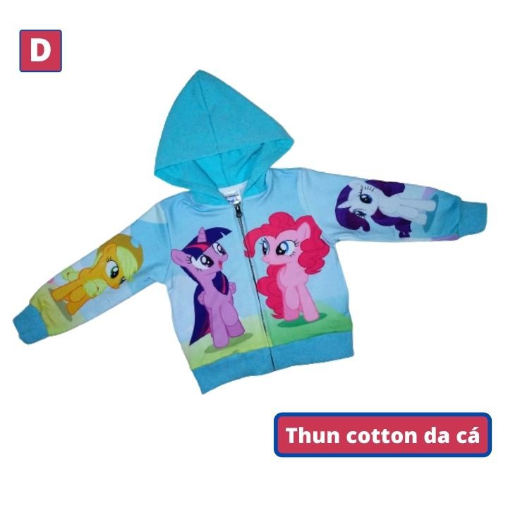 Áo khoác bé gái hình Pony từ 11-43kg - Thun cotton da cá in 3D cực chất- Tomchuakids
