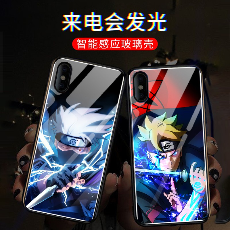 Ốp Điện Thoại Mặt Kính Dạ Quang Hình Naruto Cho Apple X Xr Xsmax Xs 8plus 6splus 7