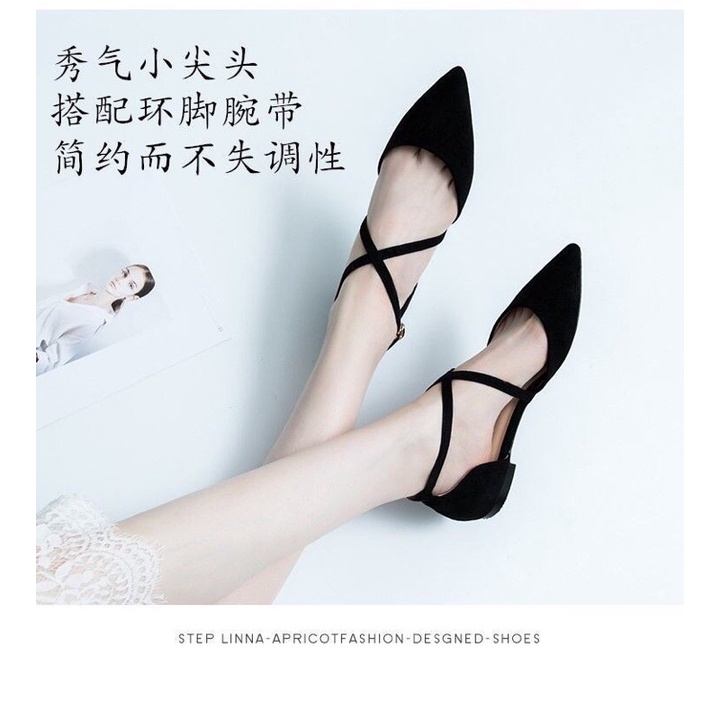 Giày sabo gót thấp kiểu dáng đơn giản thiết kế dây hậu chéo chữ x - SB21 Oula Store