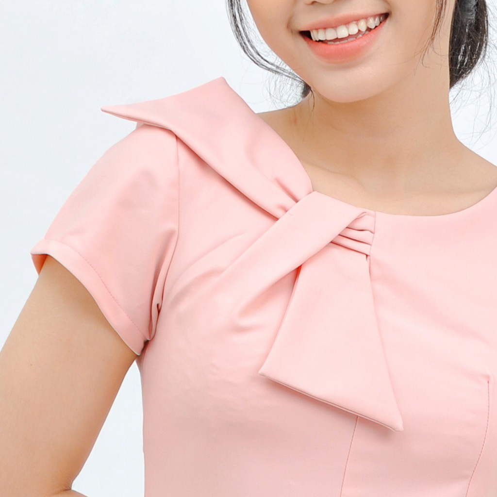 Đầm công sở nữ chữ a thời trang Eden cổ tròn tay ngắn chất vải thoáng mát không nhăn thoải mái - D415