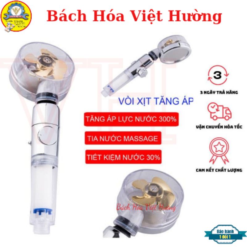 Bát sen cầm tay có lõi lọc, Vòi sen tăng áp dẫn động bằng cánh quạt xoay 360 độ, tay sen massage tiết kiệm nước