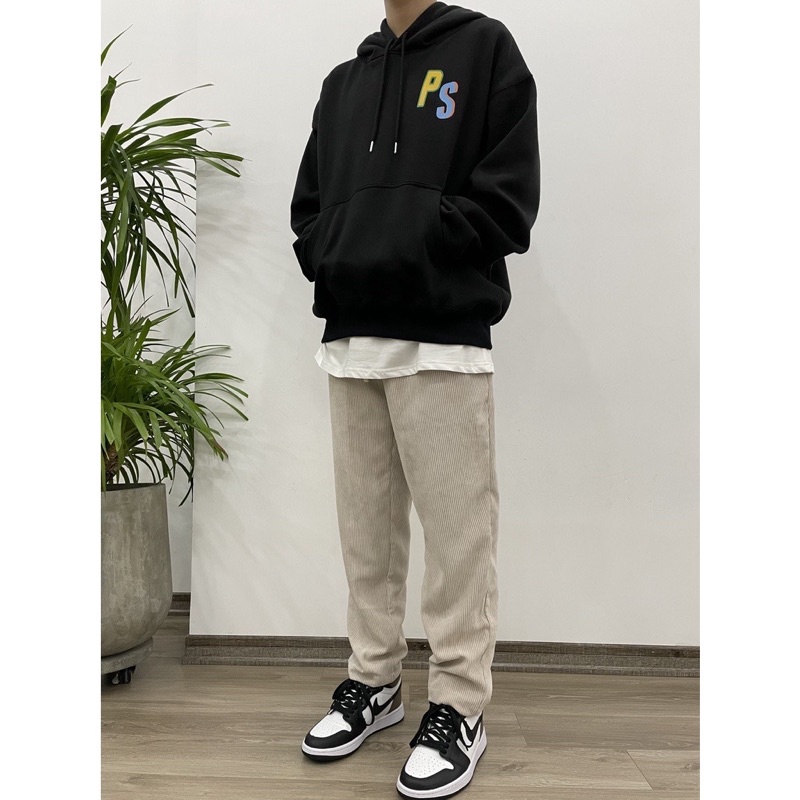 Áo hoodie PS in logo nỉ 2 mũ TTA877